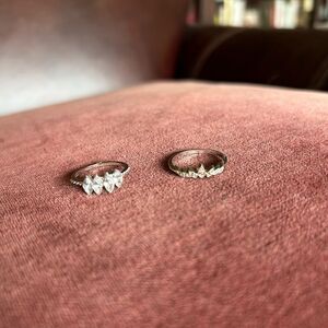 Elfin Crown silver and paste diamond ring set